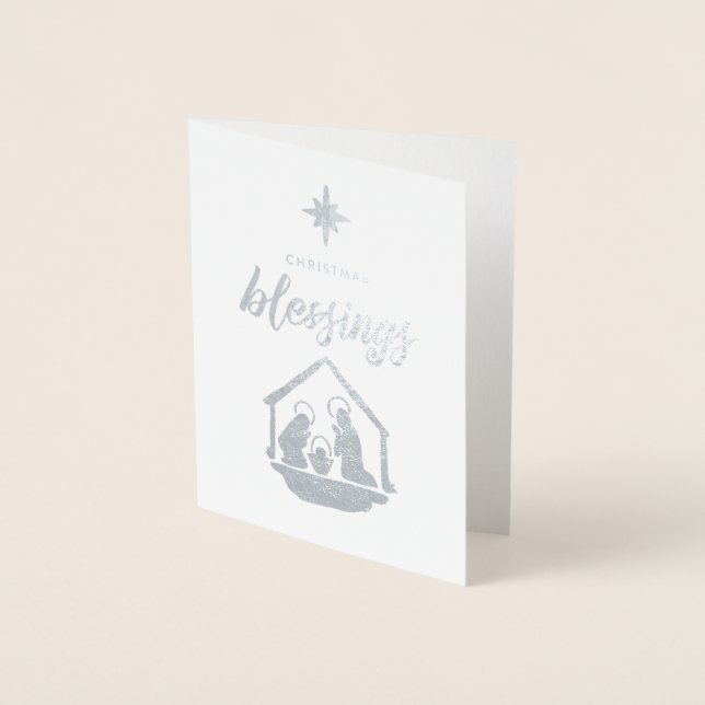 Carte Dorée Bénédiction de Noël Nativité Religieuse Feuille (Devant)