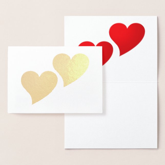 Carte Dorée Big Red Hearts blanc Saint Valentin (Affichage)