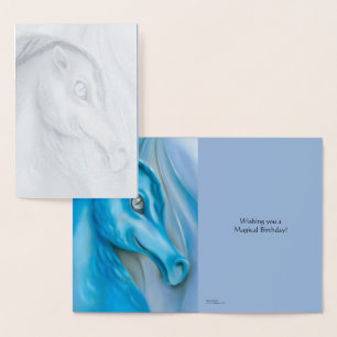 Carte Dorée Blue Dragon Pastel Art Anniversaire