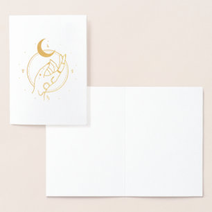 Carte Dorée Boho New Age Main et Snake Gold