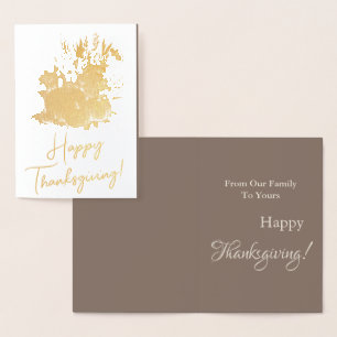 Carte Dorée Bon thanksgiving Citrouille en laiton sec or