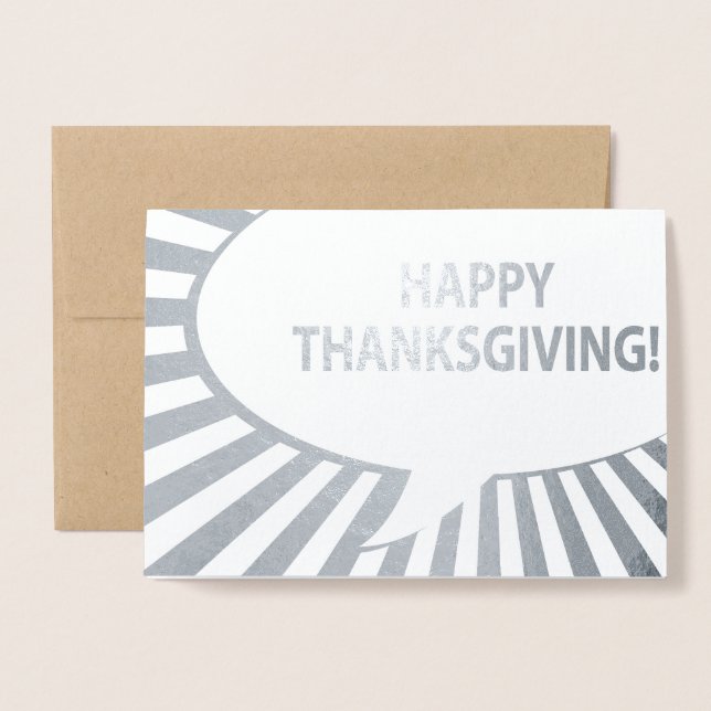 Carte Dorée Bon thanksgiving Comic Bubble Silver Foil (Devant avec enveloppe)