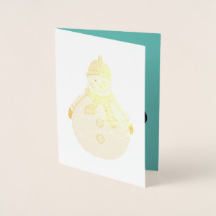 Carte Dorée Bonhomme de neige froid