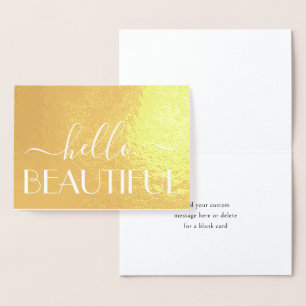 Carte Dorée Bonjour Belle Chic Moderne Typographie Pliée Note