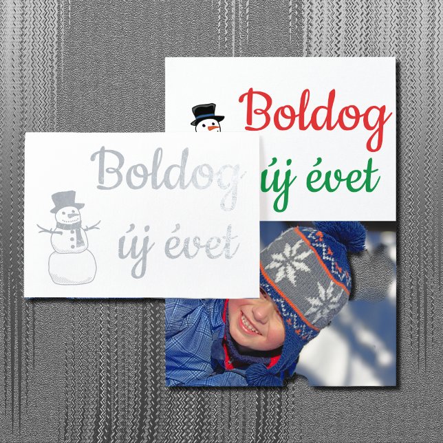 Carte Dorée Bonne année - en hongrois (Créateur téléchargé)