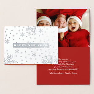 Carte Dorée Bonne année. Photo personnalisée Luxe