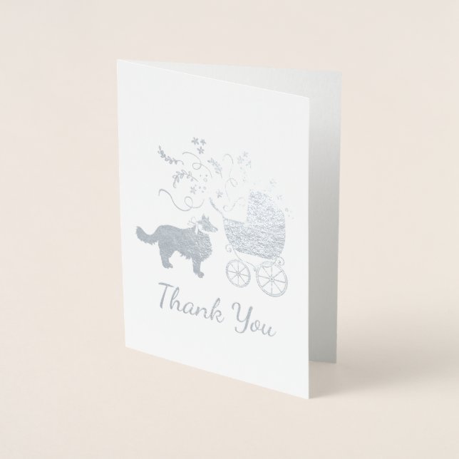 Carte Dorée Bordure Collie Chien Baby shower Chien Chien Chien (Devant)