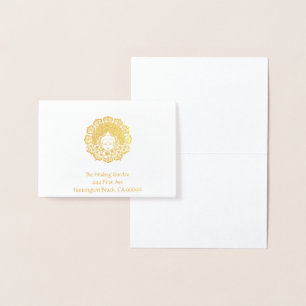 Carte Dorée Bouddha Fleur Mandala personnalisable
