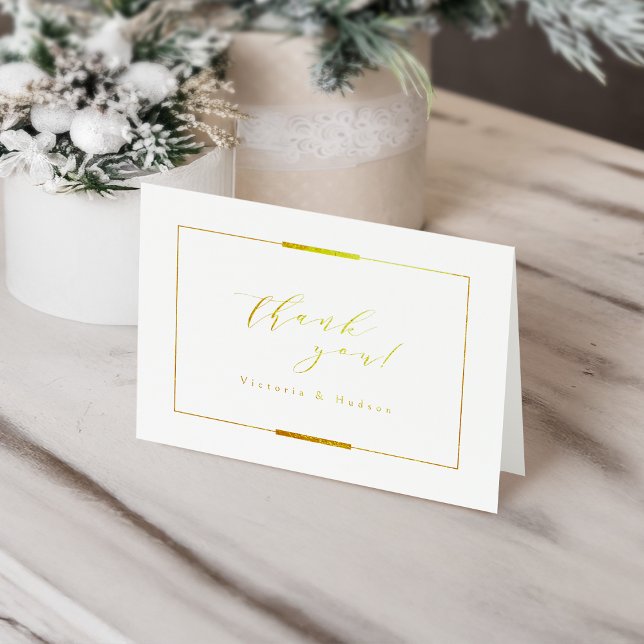 Carte Dorée Cadre Elegance Gold Simple Moderne Mariage classiq (Framed Elegance Gold Simple Modern Classy Wedding Foil Card)