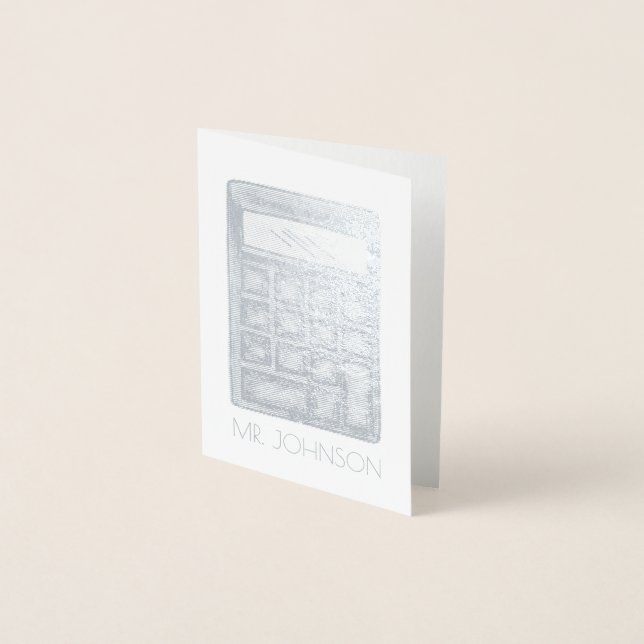 Carte Dorée Calculatrice personnalisée Math Enseignant Cadeau  (Devant)