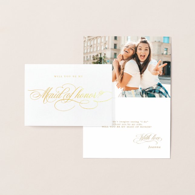 Carte Dorée Calligraphie Gold Serez-vous ma servante d'honneur (Affichage)