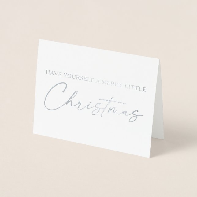 Carte Dorée Calligraphie Stylo Encre Script Christmas Silver (Devant)