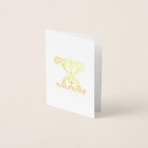 Carte Dorée Capitale décorative botanique médiévale X