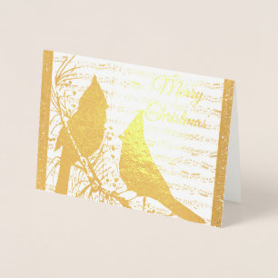 Carte Dorée Cardinaux de Noël avec parties scintillant