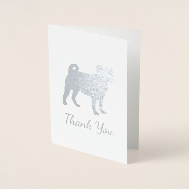 Carte Dorée Carlin Baby shower de chien Merci (Devant)