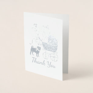 Carte Dorée Carlin Chien Baby shower Thème Chien Chiot Neutre 