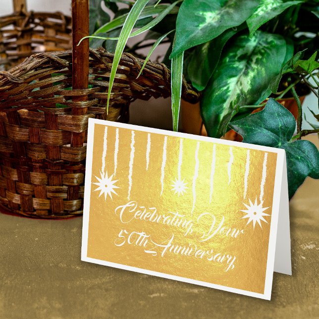 Carte Dorée Célébration du 50e anniversaire de Foil (Modern Foil 50th Anniversary Card.)