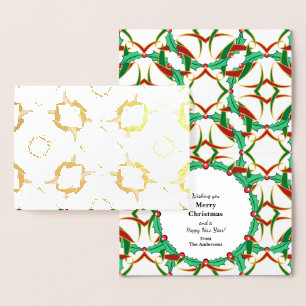 Carte Dorée Celtic Christmas Holly Wreath Motif Personnalisé