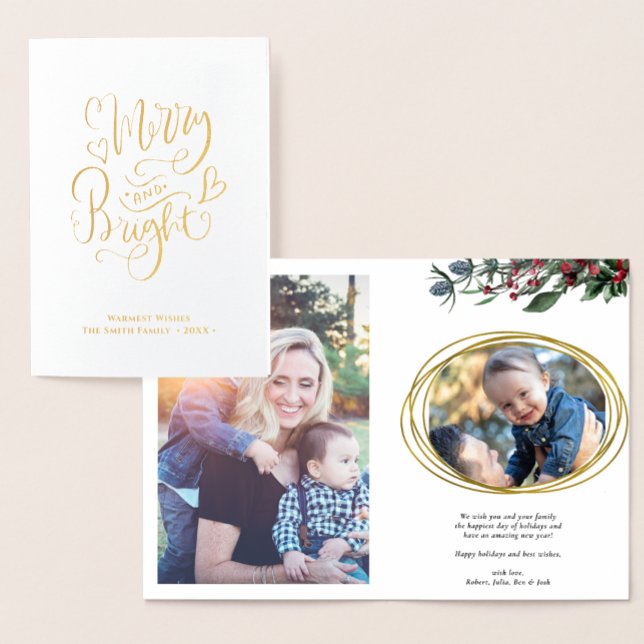 Carte Dorée Cercle géométrique Or moderne Berries Red Holly (Créateur téléchargé)