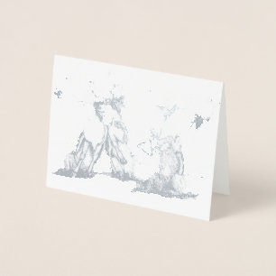 Carte Dorée Chanter Caribou Fêtes de Noël Whimsical