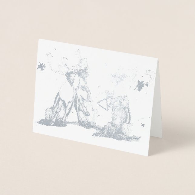 Carte Dorée Chanter Caribou Fêtes de Noël Whimsical (Devant)