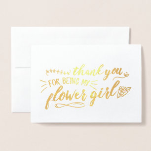 Carte Dorée Charmante Merci Fille Fleur