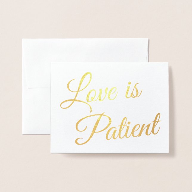 Carte Dorée Chic Elegant Love est Patient Mariage Gold (Devant avec enveloppe)