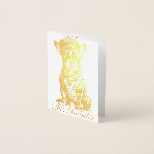 Carte Dorée Chic Frenchie : Design français élégant pour Bulld (Devant)