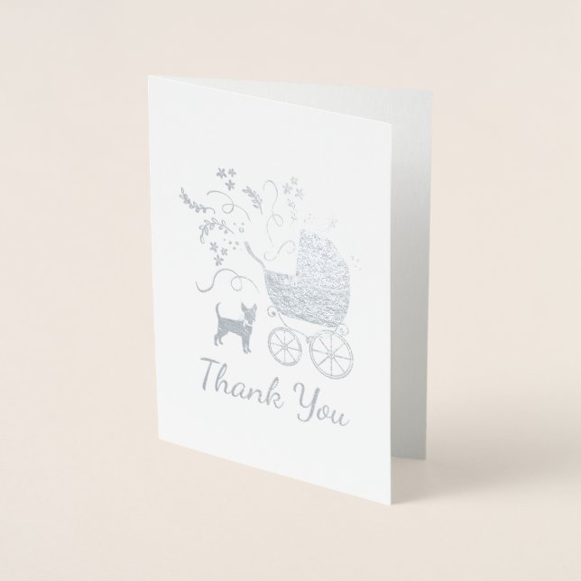 Carte Dorée Chihuahua Baby shower Hommes Neutres Mets (Devant)