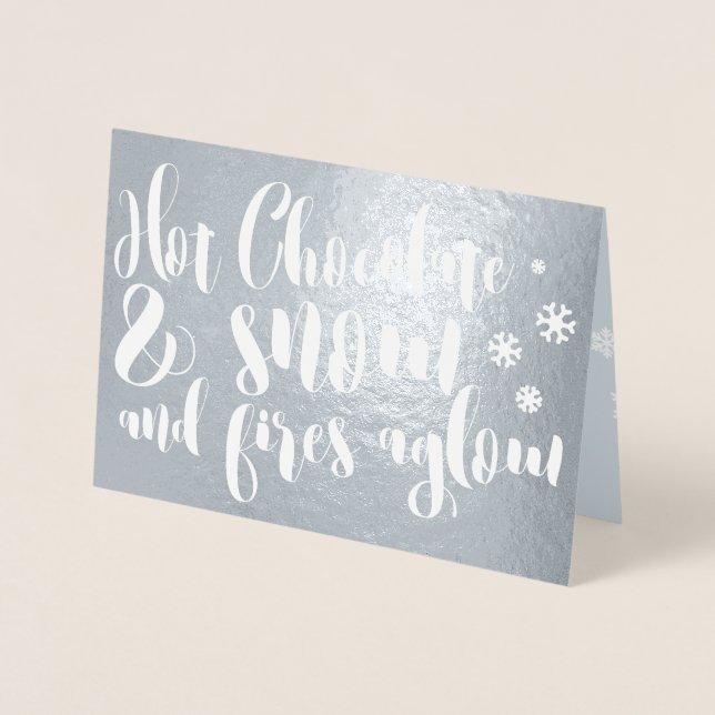 Carte Dorée Chocolat chaud et rime de neige Design de typograp (Devant)