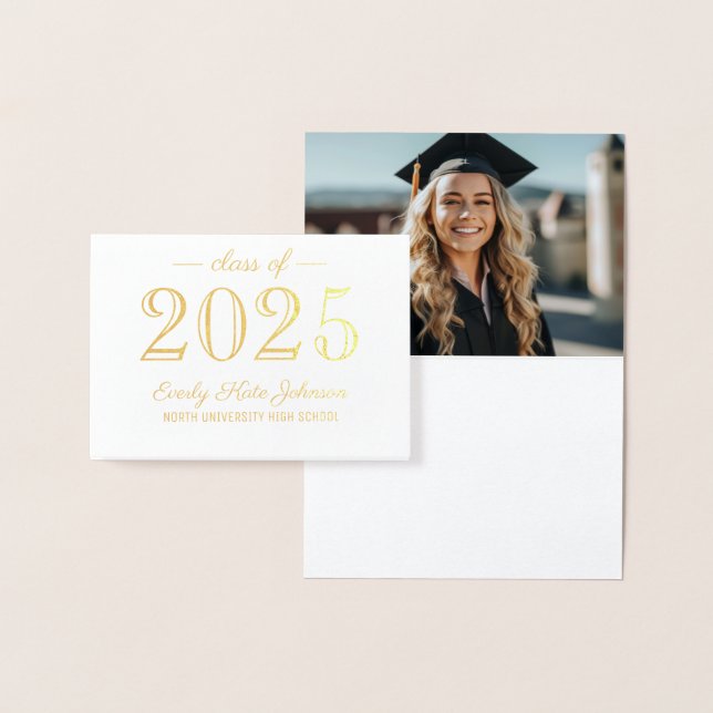 Carte Dorée Classe de 2023 Elégant Merci de graduation Or (Affichage)