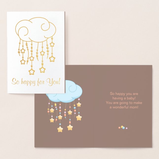 Carte Dorée Cloud Beads Stars Mobile Avoir bébé Brown (Affichage)