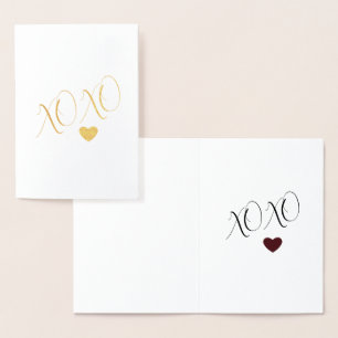 Carte Dorée Coeur d'amour XOXO