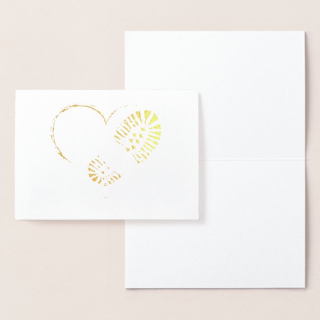 Carte Dorée cœur écrasé or métallisé (Affichage)