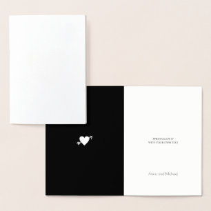 Carte Dorée Coeur-feuille d'or avec flèche mariage monogrammé