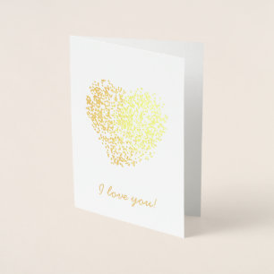 Carte Dorée Coeur pointillé d'or je t'aime