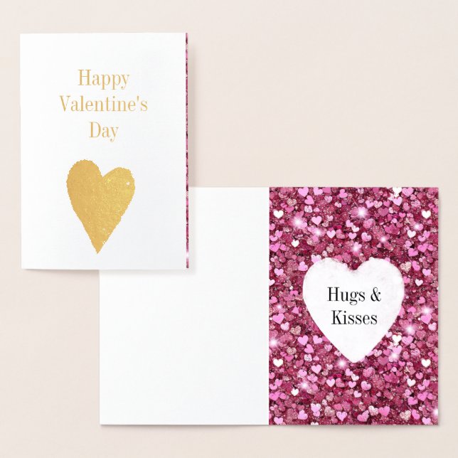 Carte Dorée Coeurs de Parties scintillant roses (Affichage)