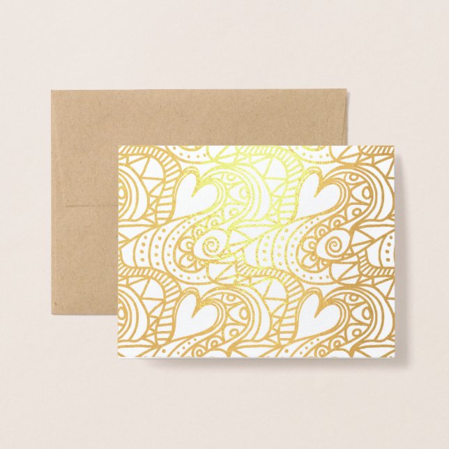 Carte Dorée Coeurs vivants (Devant avec enveloppe)