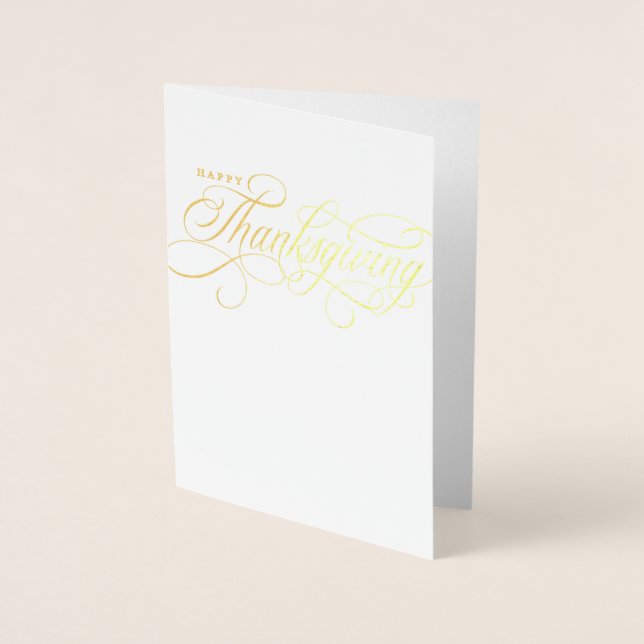 Carte Dorée Conception élégante de scripts de Bon thanksgiving (Devant)