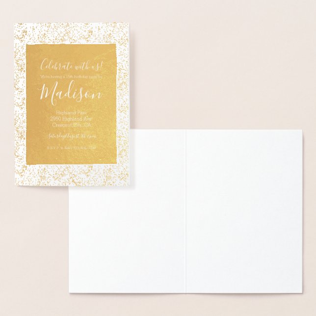 Carte Dorée Confetti en or étincelant (Affichage)
