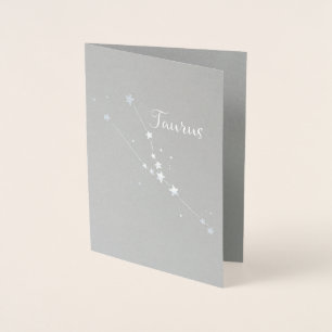 Carte Dorée Constellation Zodiaque de Taurus à huile d'argent