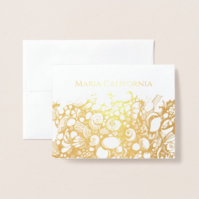 Carte Dorée Coquillages d'or (Devant avec enveloppe)
