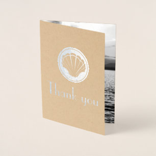 Carte Dorée coquille d'argent - Merci - ajouter photo mariage