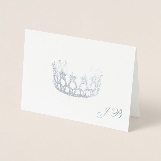 Carte Dorée Couronne en feuille d'argent Miss USA Style et car (Devant)