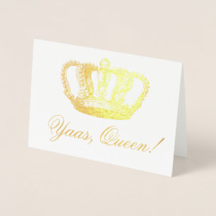 Carte Dorée Couronne fabuleuse de feuille d'or de la Reine de
