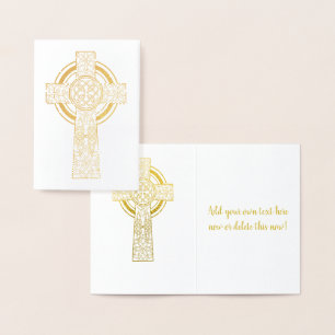 Carte Dorée Croix celtique d'or Religieux