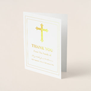 Carte Dorée Croix de deuil funéraire et Merci de garde