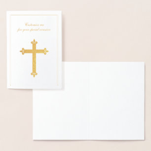 Carte Dorée Croix dorée pour occasion spéciale religieuse