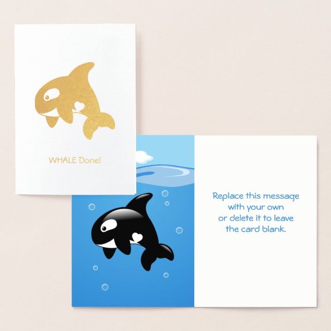 Carte Dorée Cute Little Orca - Baleine (Bien Fait) (Affichage)