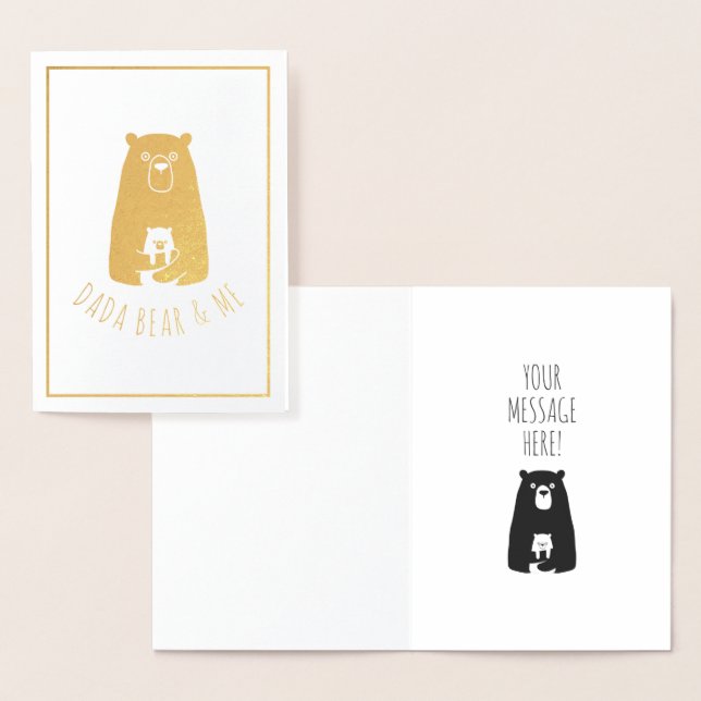 Carte Dorée DADA BEAR & MOI | Papa Enfants Fille Fils Dada Bea (Affichage)